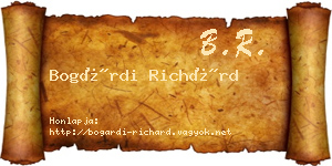 Bogárdi Richárd névjegykártya